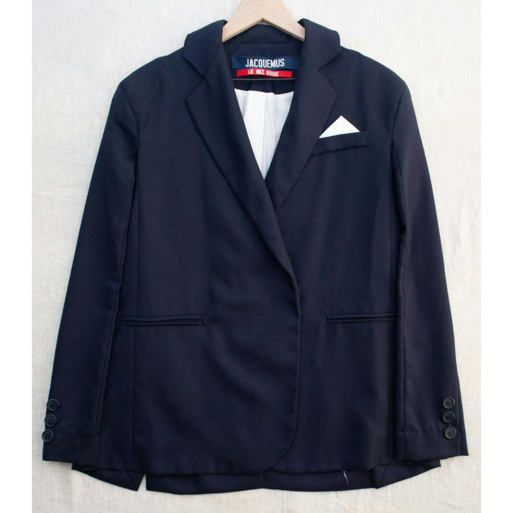 Jacquemus Le Nez Rouge Spring 2016 Runway Navy Double Breasted Blazer Cape Coat